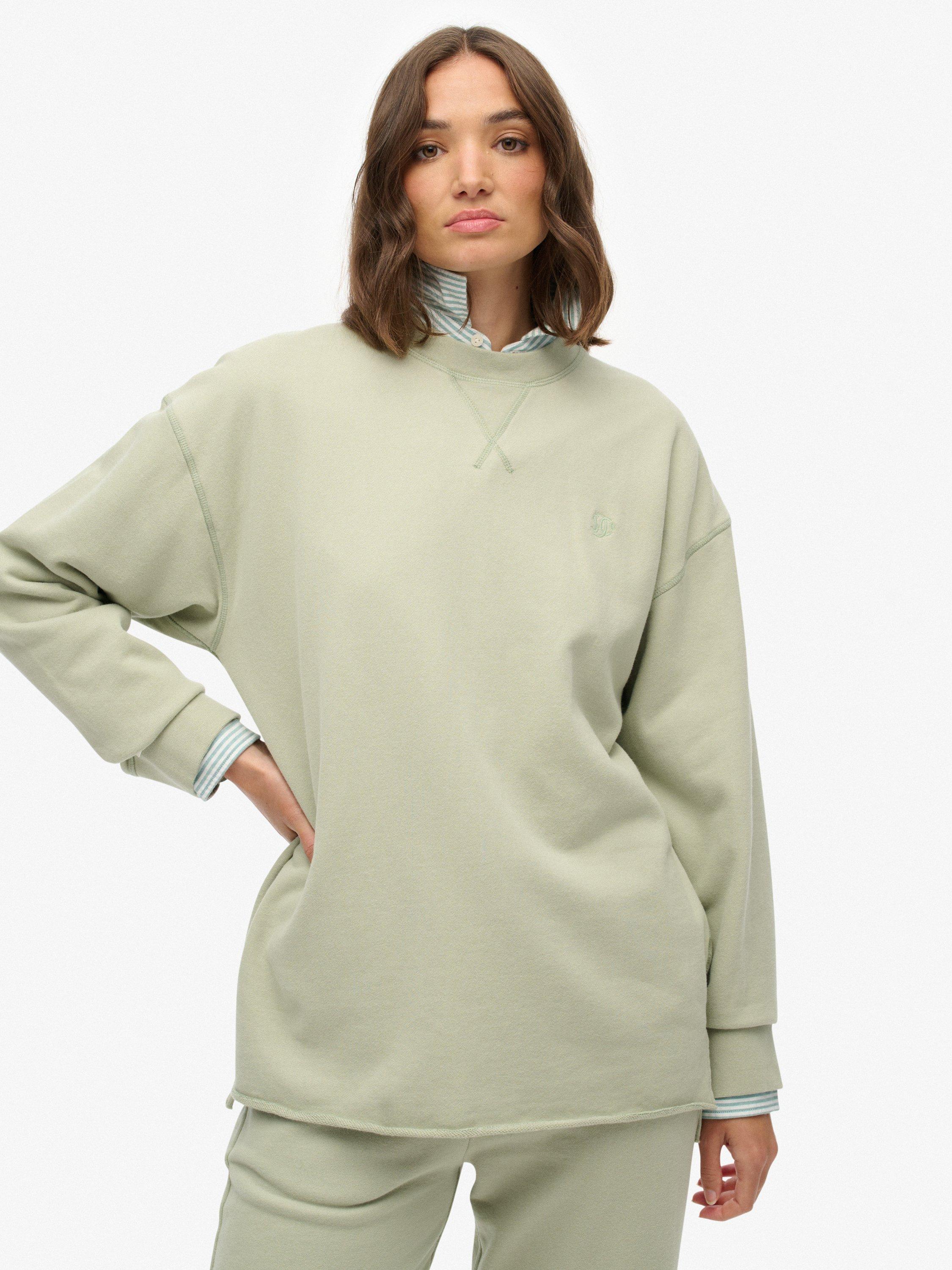 Product image 1 of 5, which shows Superdry Studios Crew Sweatshirt, Dusty Sage, 14
