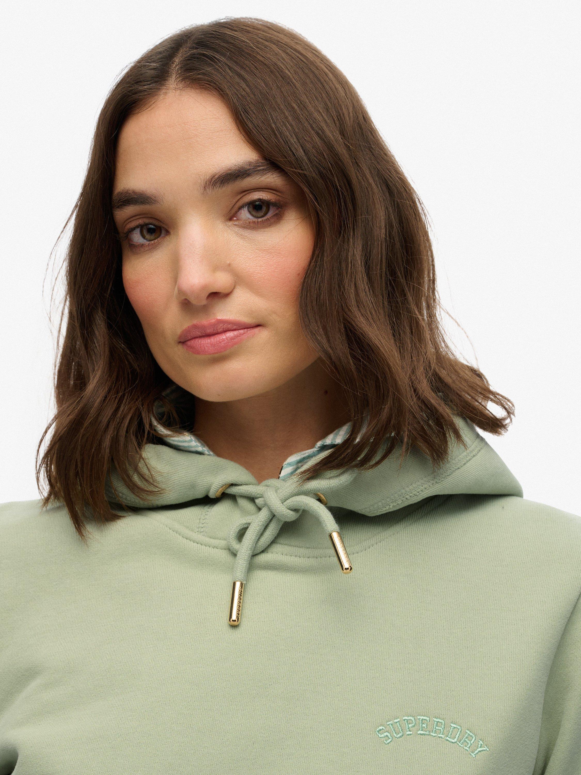 Product image 4 of 5, which shows Superdry Cotton Essential Logo Embroidered Hoodie, Dusty Sage, 8