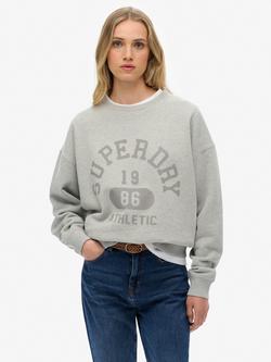 Superdry Athletic Essentials Relaxed Crew Sweatshirt, Grey Marl, Grey Marl