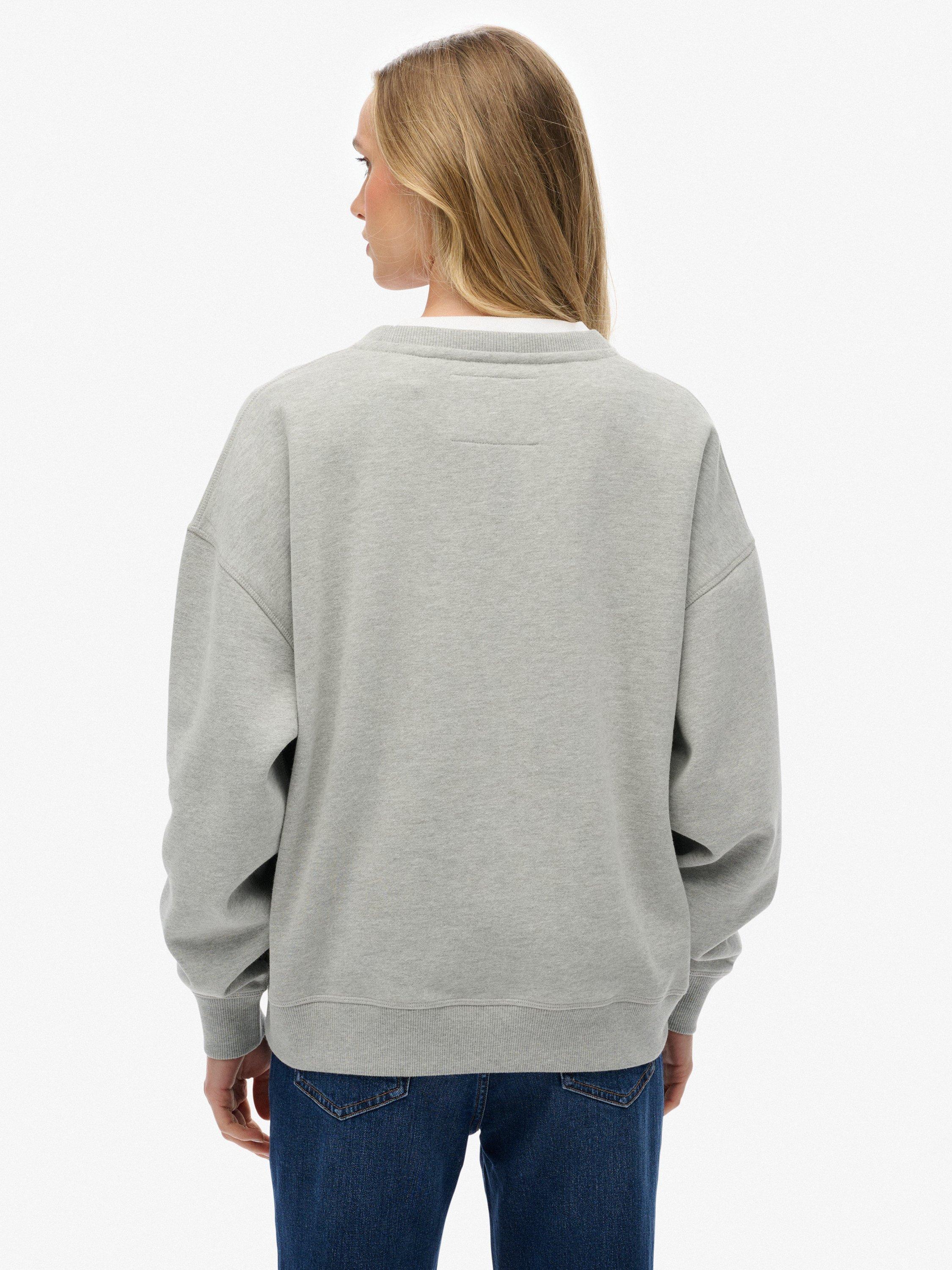 Product image 2 of 6, which shows Superdry Athletic Essentials Relaxed Crew Sweatshirt, Grey Marl, 14