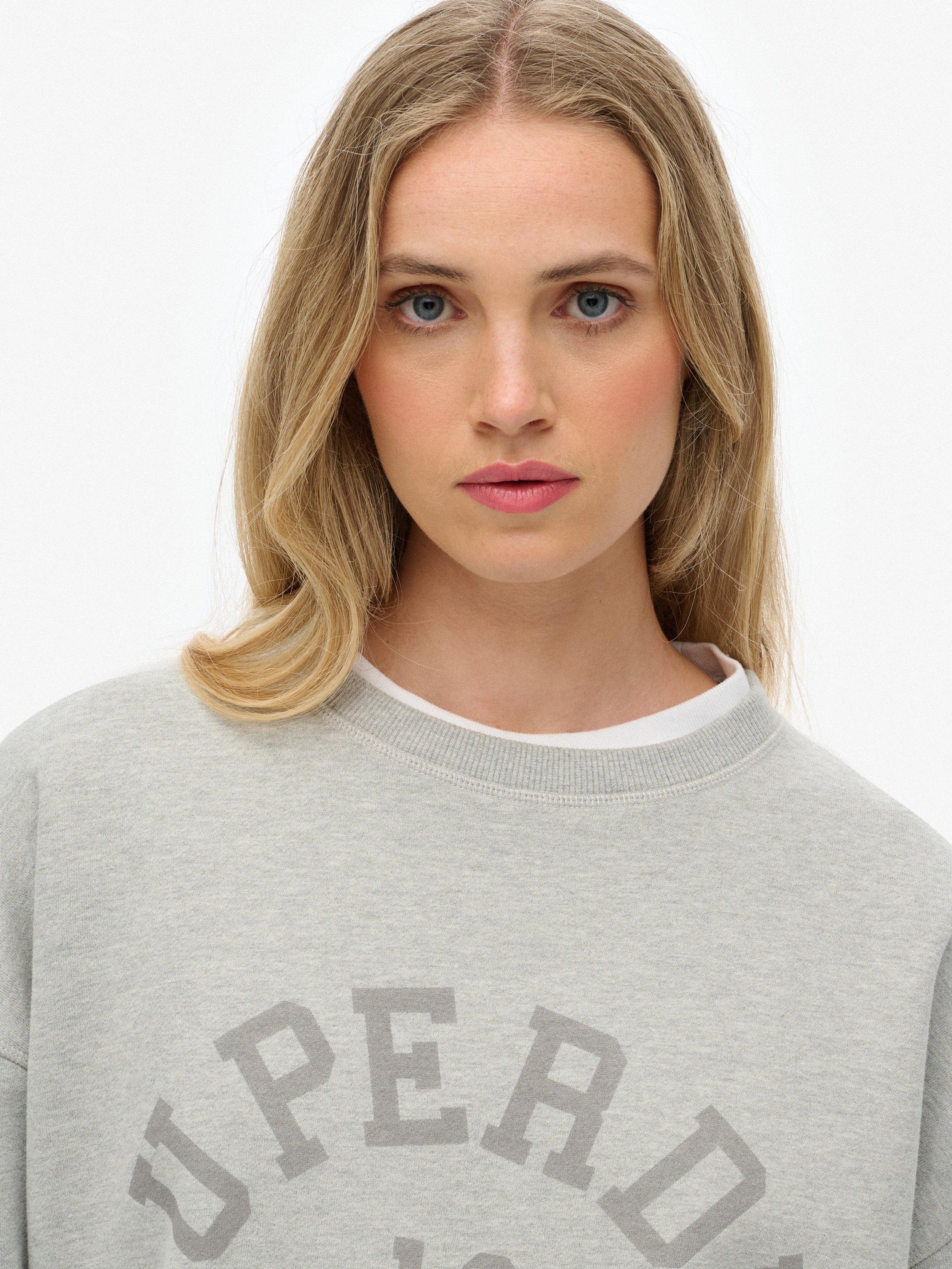 Product image 4 of 6, which shows Superdry Athletic Essentials Relaxed Crew Sweatshirt, Grey Marl, 14