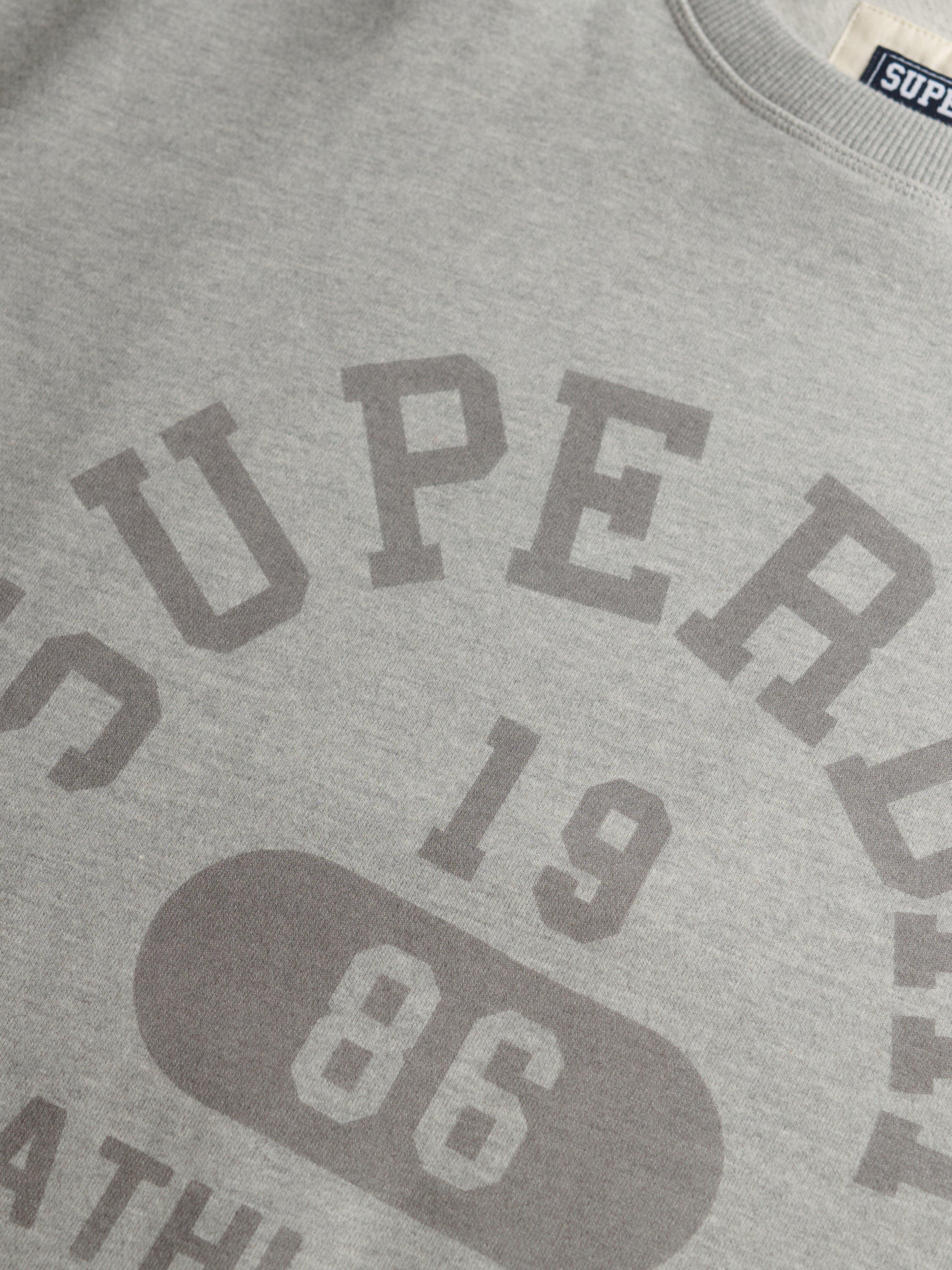 Product image 6 of 6, which shows Superdry Athletic Essentials Relaxed Crew Sweatshirt, Grey Marl, 14