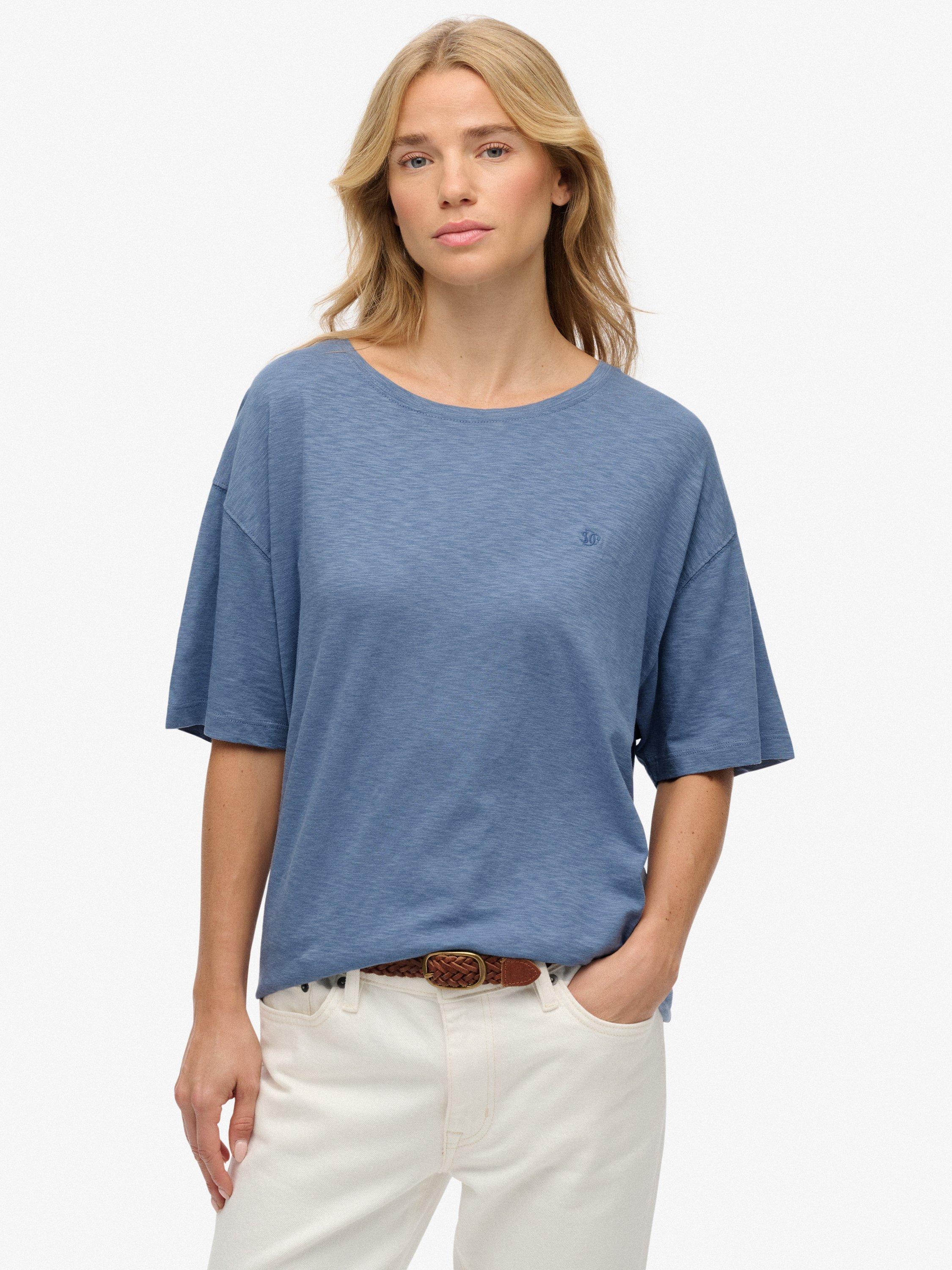 Product image 1 of 11, which shows Superdry Studios Dropped Shoulder T-Shirt, Tidal Blue, 10