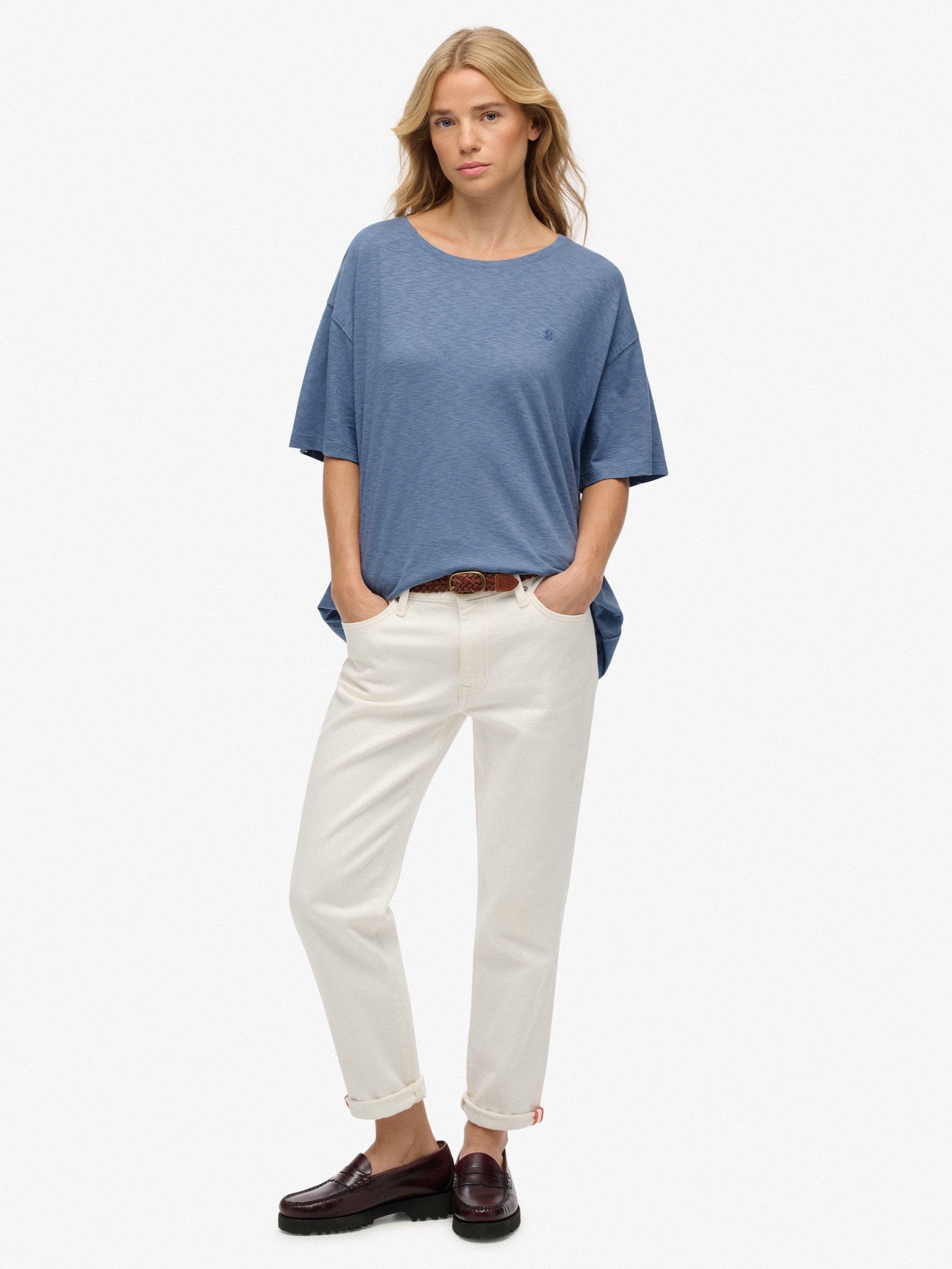 Product image 3 of 11, which shows Superdry Studios Dropped Shoulder T-Shirt, Tidal Blue, 10