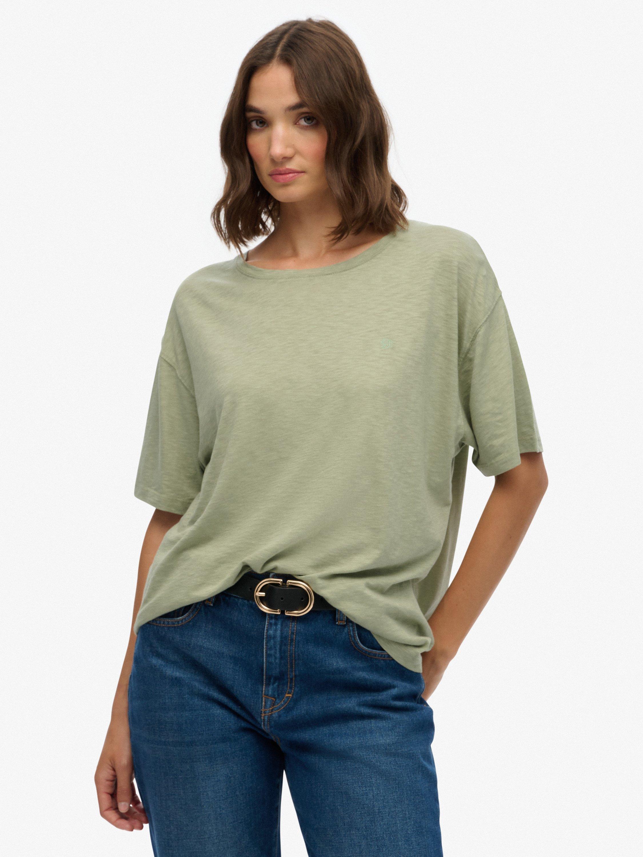 Product image 1 of 5, which shows Superdry Studios Dropped Shoulder T-Shirt, Dusty Sage, 16