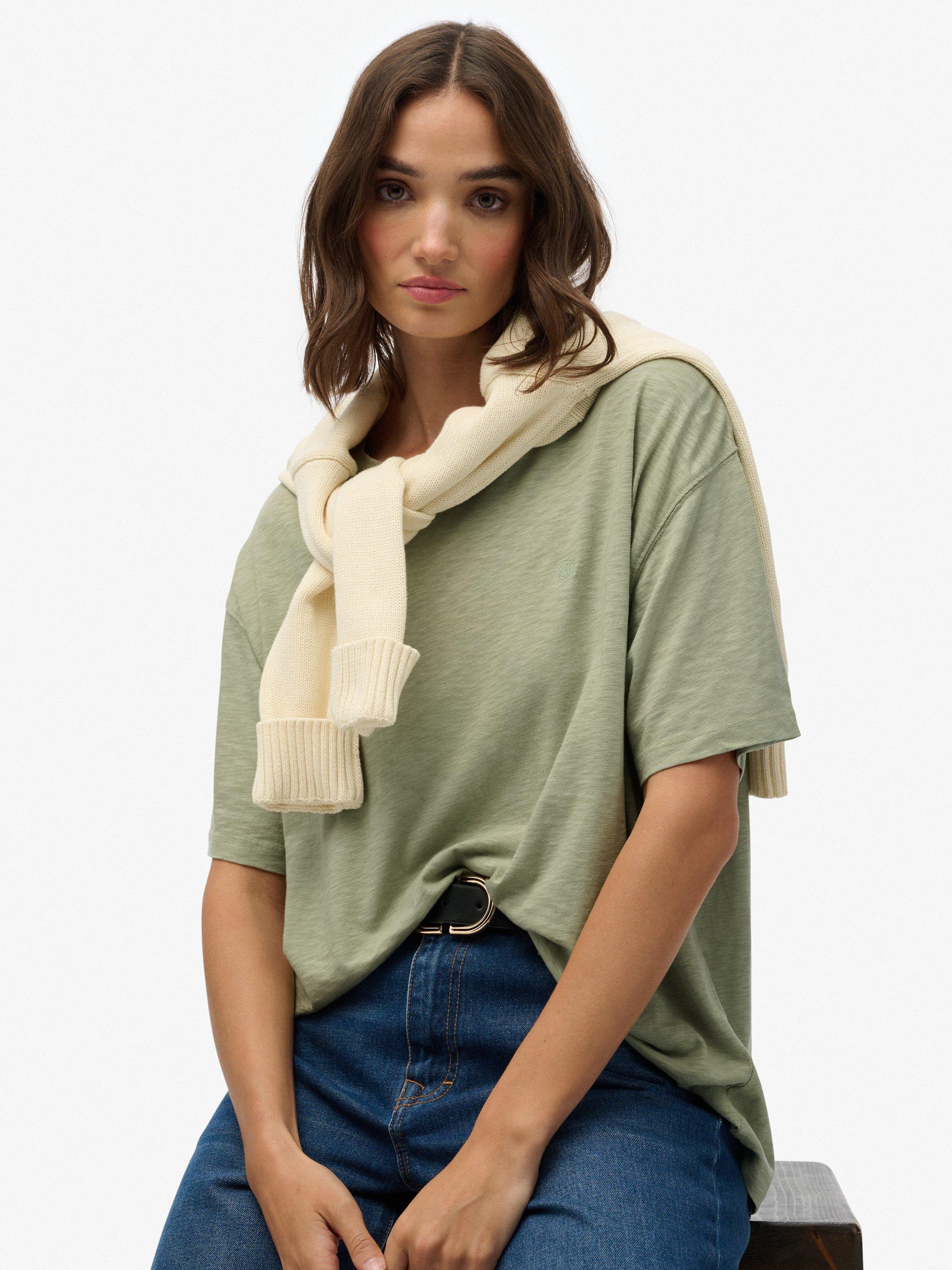 Product image 5 of 5, which shows Superdry Studios Dropped Shoulder T-Shirt, Dusty Sage, 16