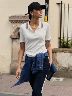 Baukjen Anil Stripe Trim Polo Shirt, Cream, Cream