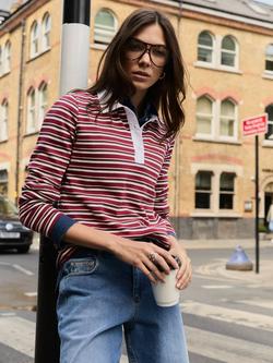 Baukjen Esra Stripe Polo Top, Red/Multi, Red/Multi