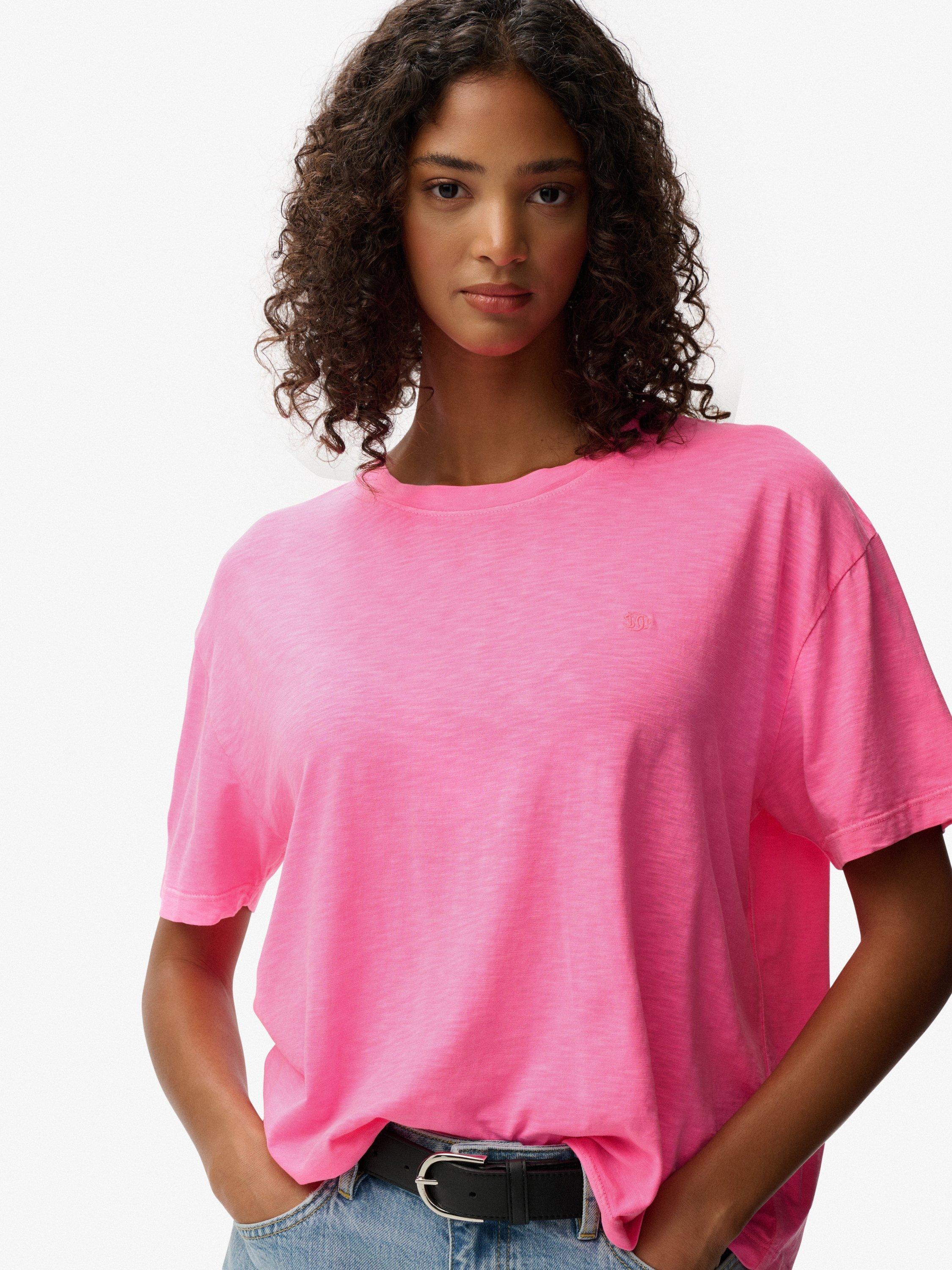 Product image 4 of 5, which shows Superdry Studios Crew Neck T-Shirt, Fluro Pink, 14