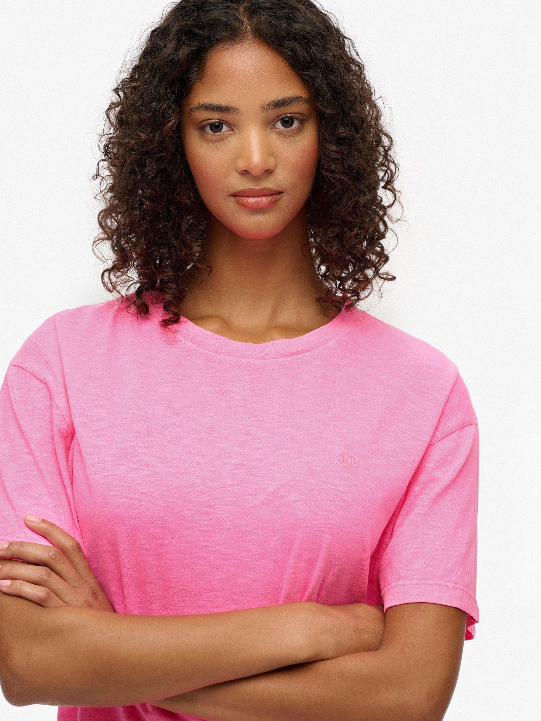 Product image 5 of 5, which shows Superdry Studios Crew Neck T-Shirt, Fluro Pink, 14