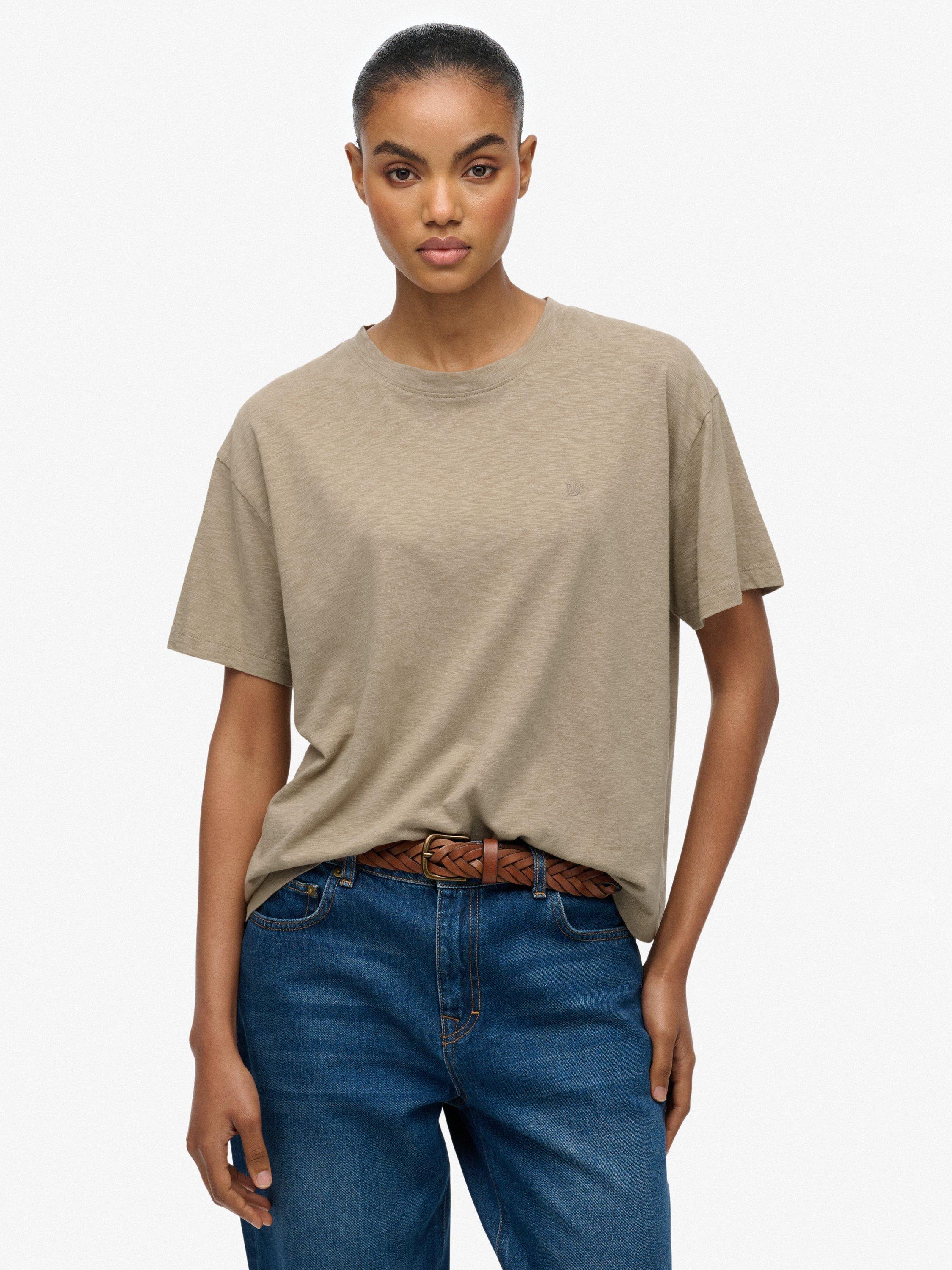 Product image 1 of 1, which shows Superdry Studios Crew Neck T-Shirt, Winter Twig Beige, 8