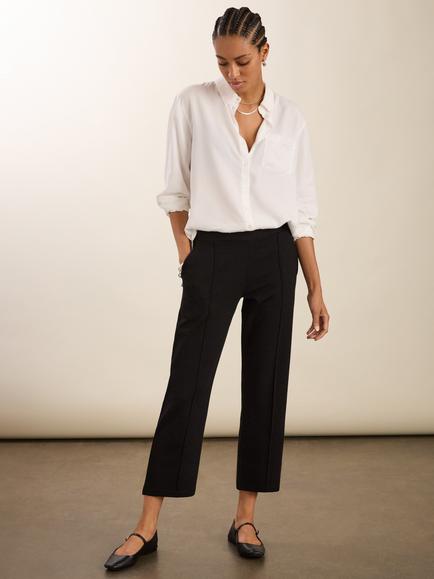 Baukjen Ebru Ponte Straight Crop Trousers, Caviar Black, Caviar Black