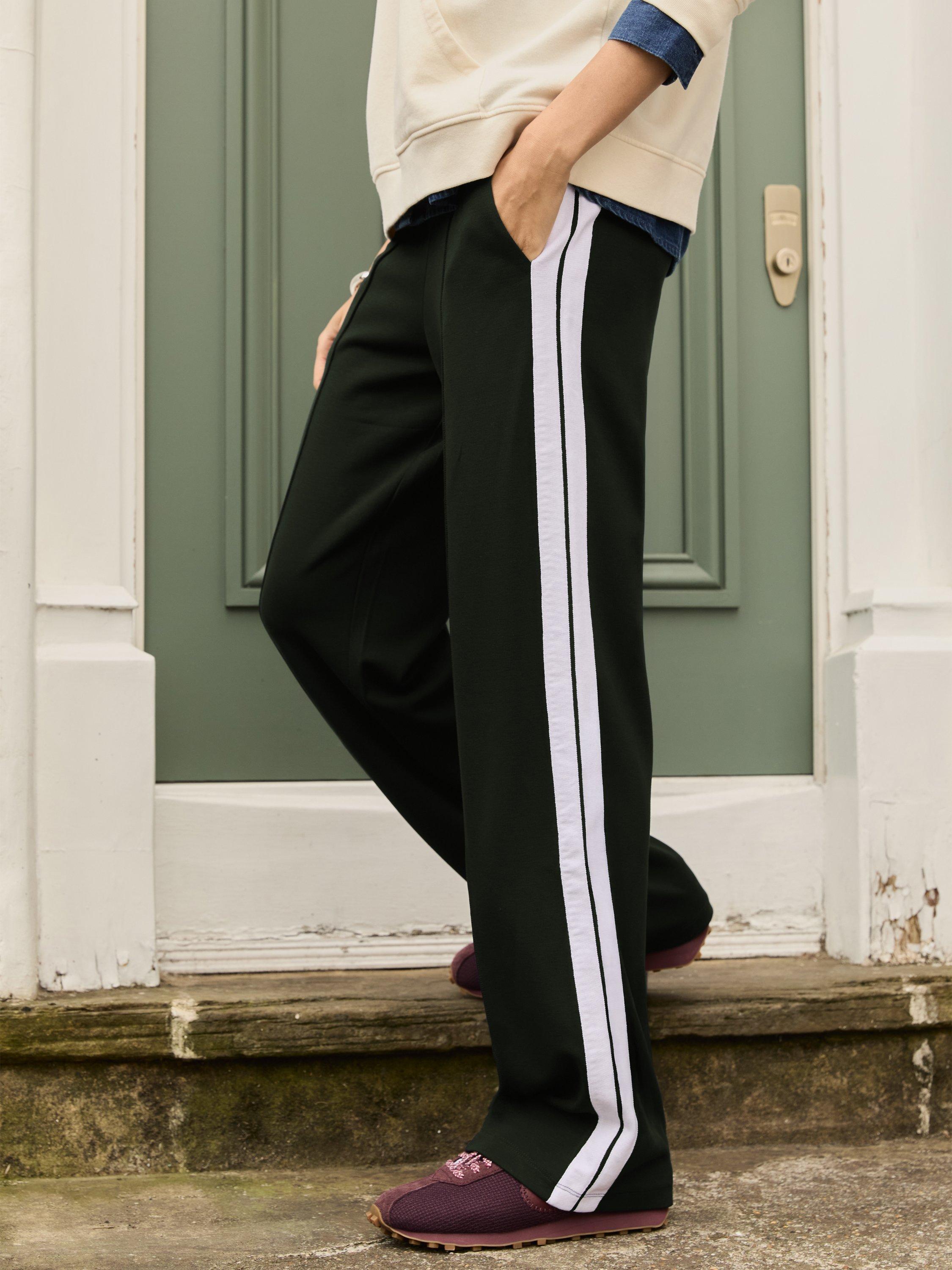 Product image 2 of 4, which shows Baukjen Tippi 2.0 Side Stripe Trousers, Khaki/Cream, 10