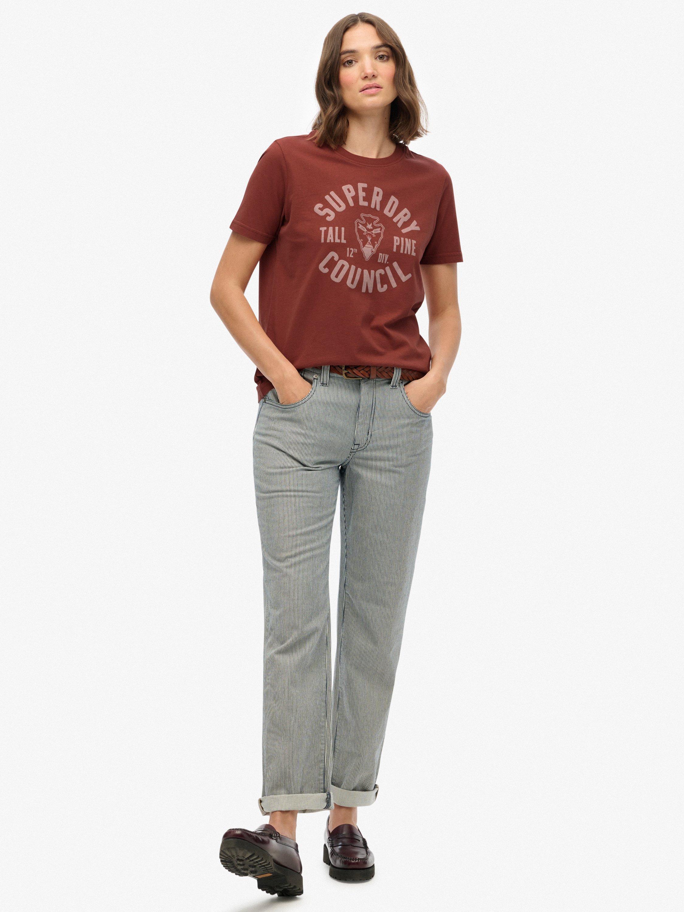Product image 3 of 5, which shows Superdry Lo-fi Outdoors Relaxed T-Shirt, Fired Brick Brown, 12