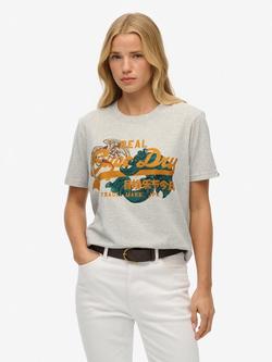 Superdry Tokyo Vintage Logo Relaxed T-Shirt, Glacier Grey Marl, Glacier Grey Marl