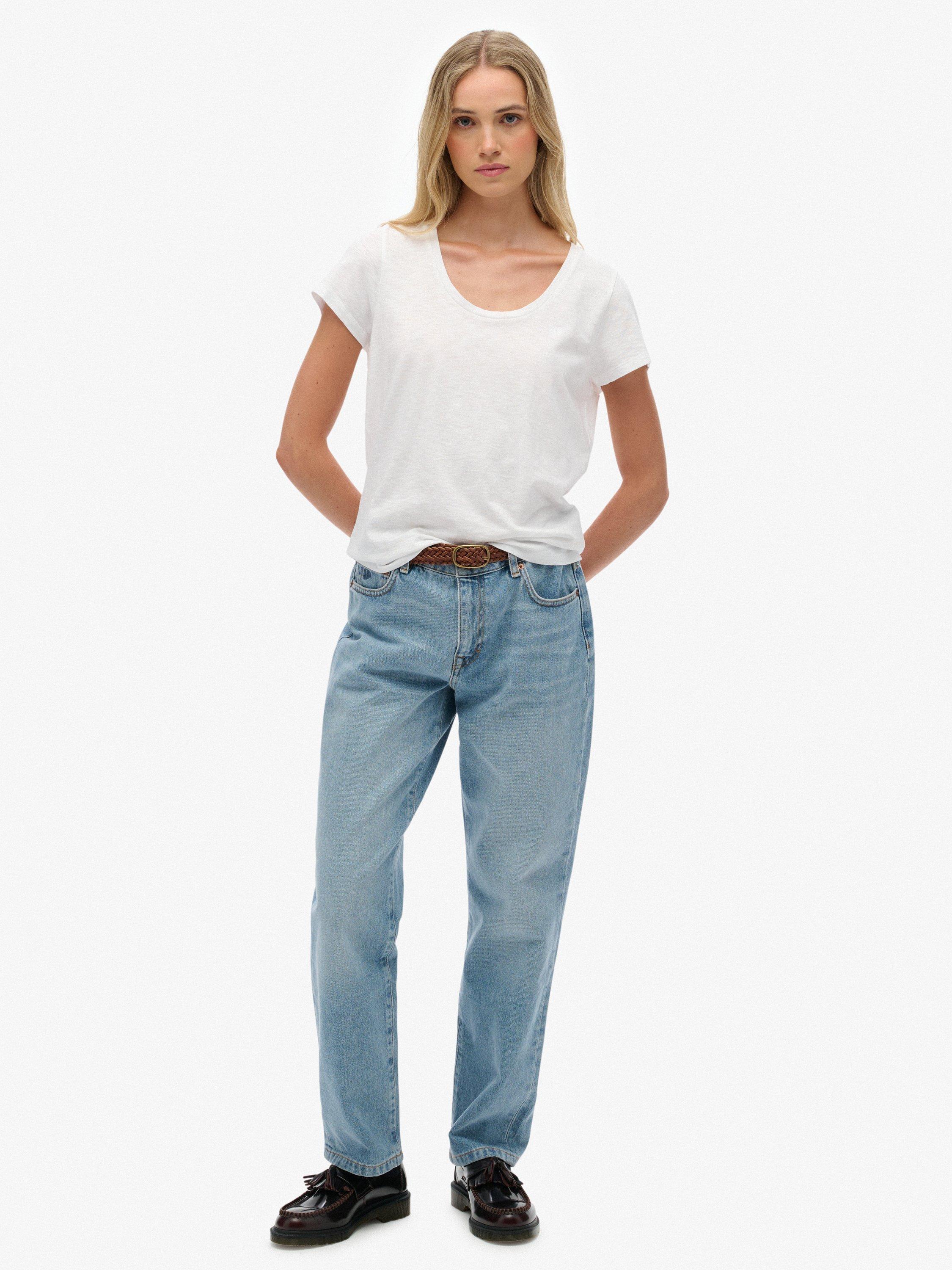 Product image 3 of 6, which shows Superdry Studios Scoop Neck T-Shirt, Optic, 8