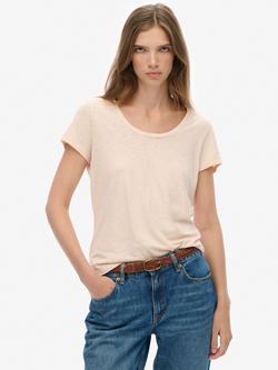 Superdry Studios Scoop Neck T-Shirt, Mauve Morn Pink