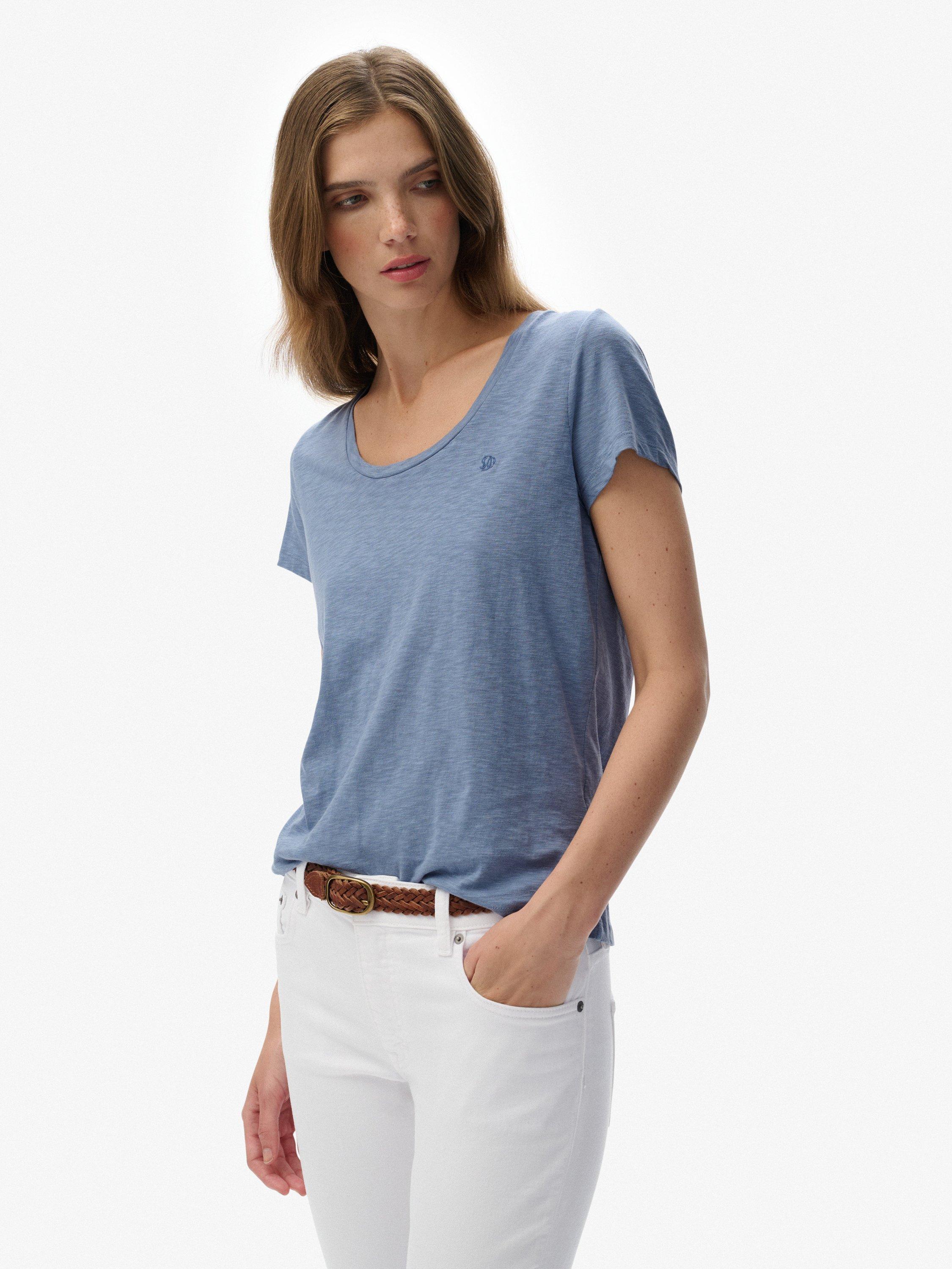 Product image 5 of 5, which shows Superdry Studios Scoop Neck T-Shirt, Tidal Blue, 8