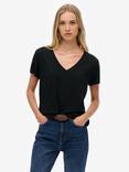 Superdry The Studios Slub Embroidered T-Shirt, Black