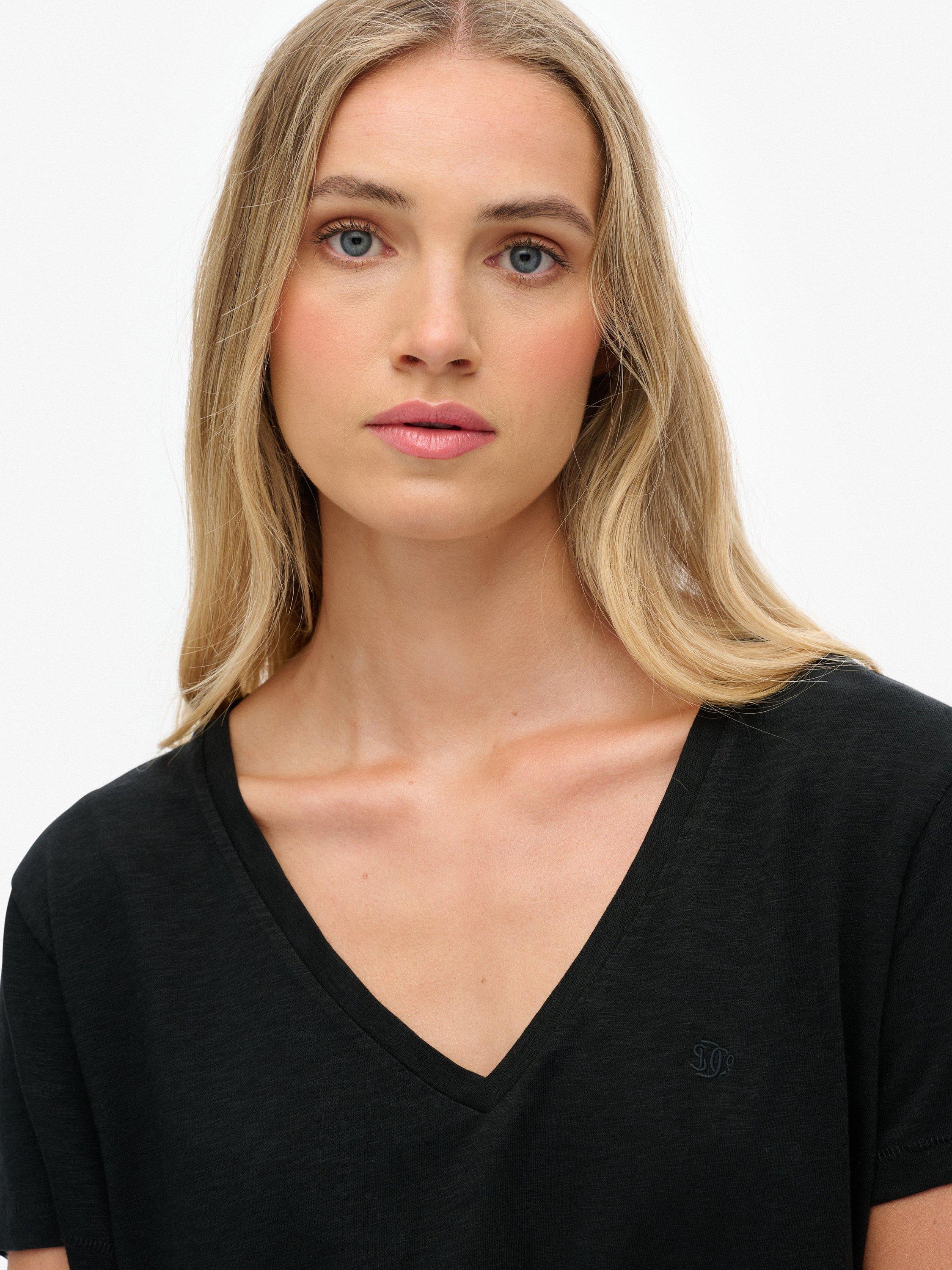 Product image 4 of 5, which shows Superdry The Studios Slub Embroidered T-Shirt, Black, 8