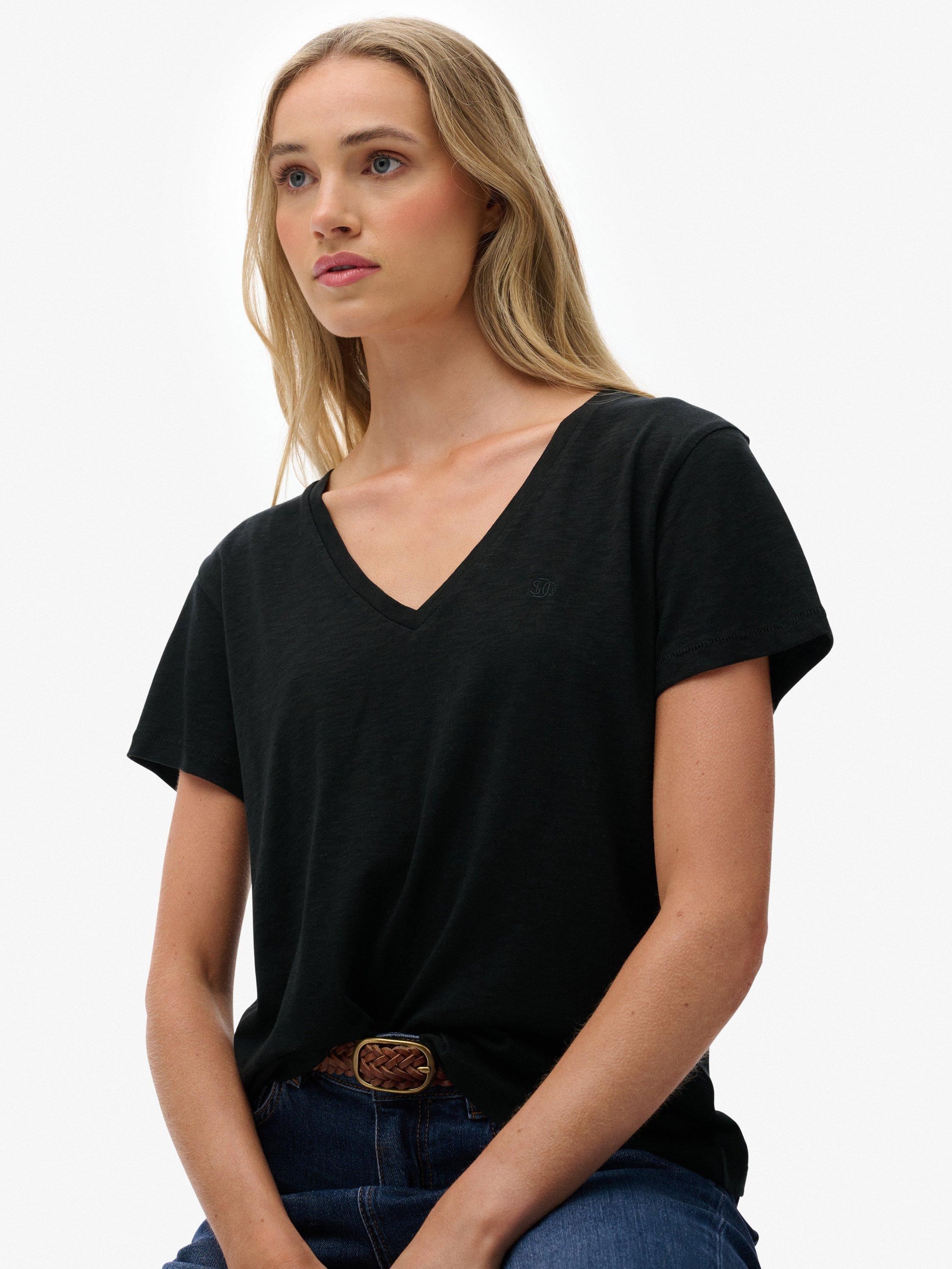 Product image 5 of 5, which shows Superdry The Studios Slub Embroidered T-Shirt, Black, 8
