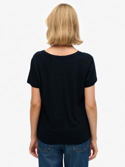 Superdry The Studios Slub Embroidered T-Shirt - view 2, Eclipse Navy