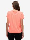Superdry Studios Slub Embroidered T-Shirt, Fluro Coral