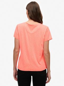 Superdry Studios Slub Embroidered T-Shirt, Fluro Coral - view 2, Fluro Coral