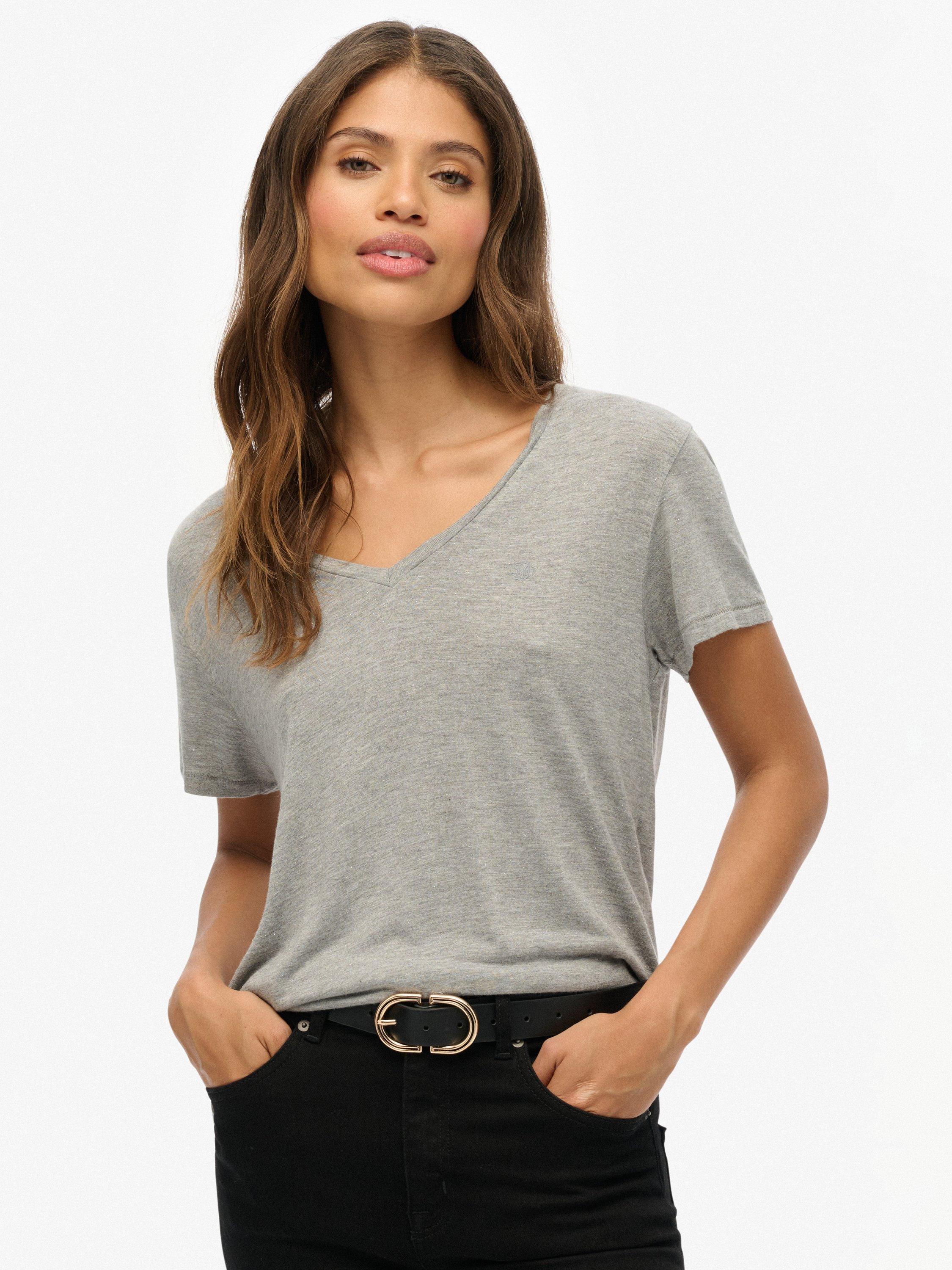 Product image 1 of 6, which shows Superdry The Studios Slub Embroidered T-Shirt, Silver Metallic, 8
