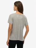 Superdry The Studios Slub Embroidered T-Shirt, Silver Metallic