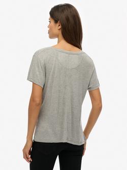 Superdry The Studios Slub Embroidered T-Shirt - view 2, Silver Metallic