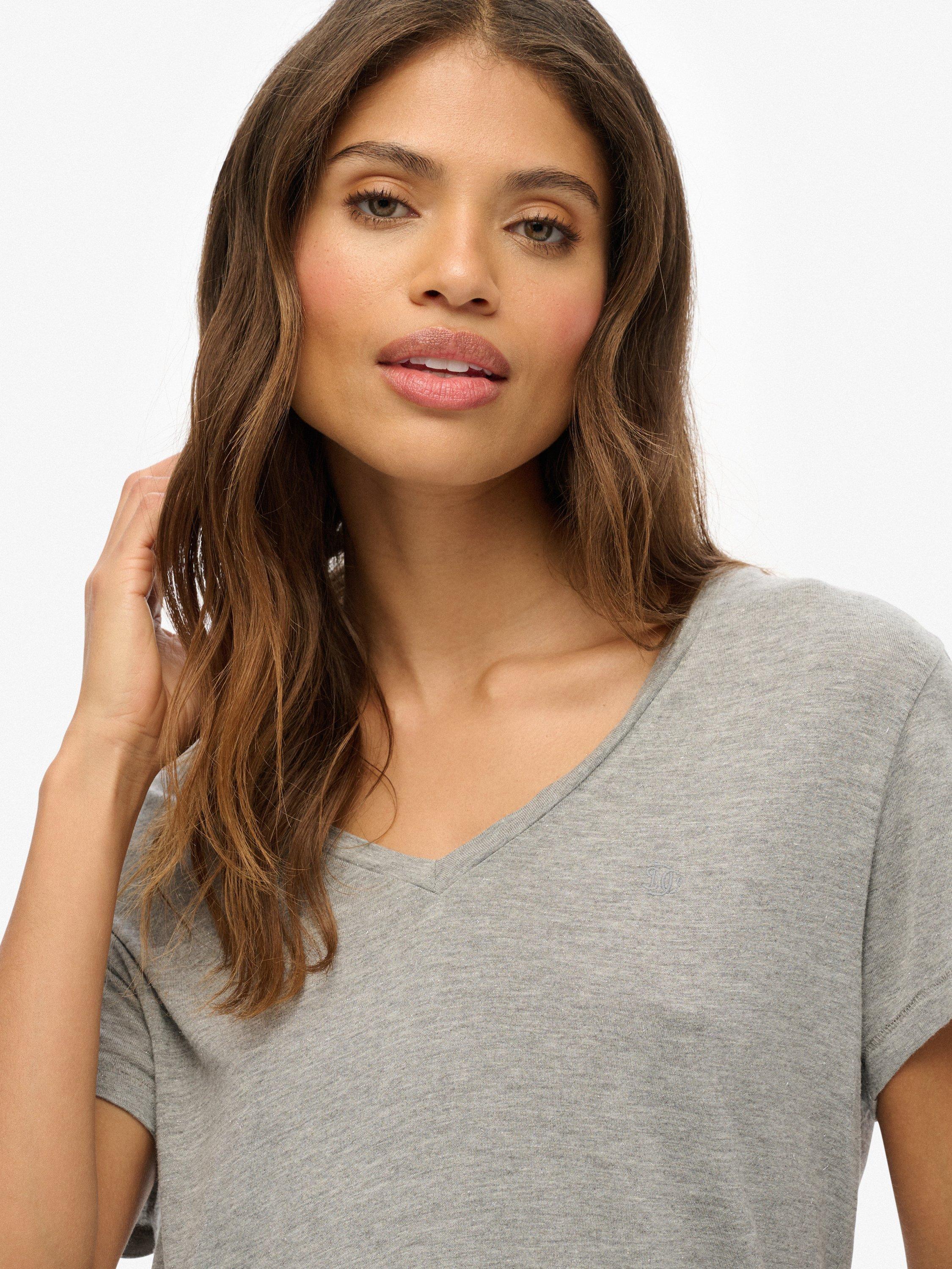 Product image 4 of 6, which shows Superdry The Studios Slub Embroidered T-Shirt, Silver Metallic, 8