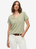 Superdry Studios Slub Embroidered T-Shirt, Dusty Sage