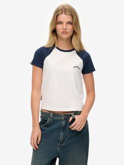 Superdry Essential Logo Retro T-Shirt, Optic/Richest Navy, Optic/Richest Navy