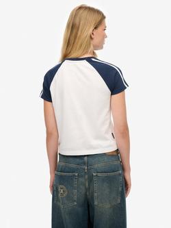 Superdry Essential Logo Retro T-Shirt, Optic/Richest Navy - view 2, Optic/Richest Navy