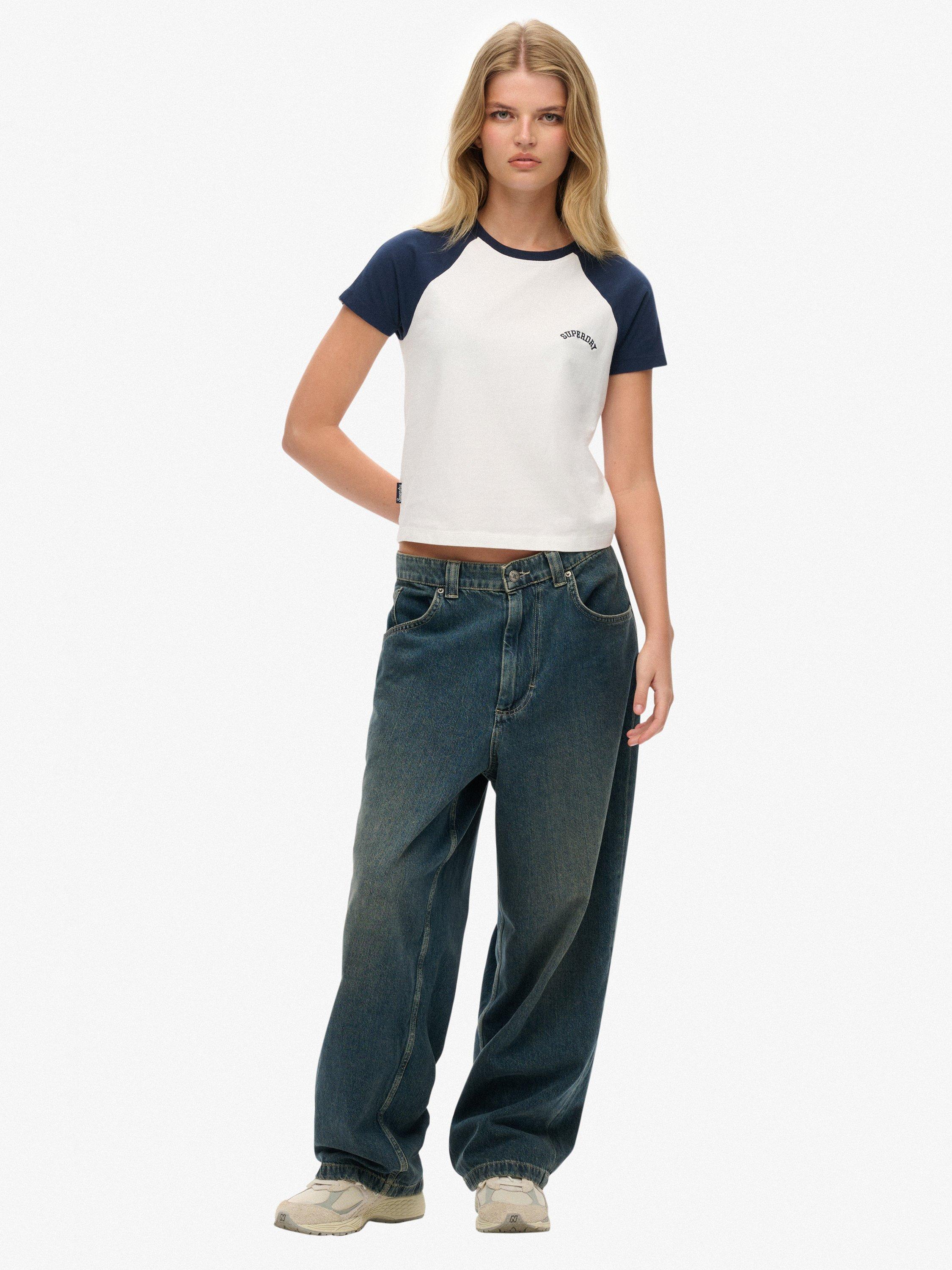 Product image 3 of 5, which shows Superdry Essential Logo Retro T-Shirt, Optic/Richest Navy, 8