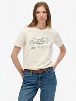 Superdry Industry Workwear Relaxed T-Shirt, Cream, Cream