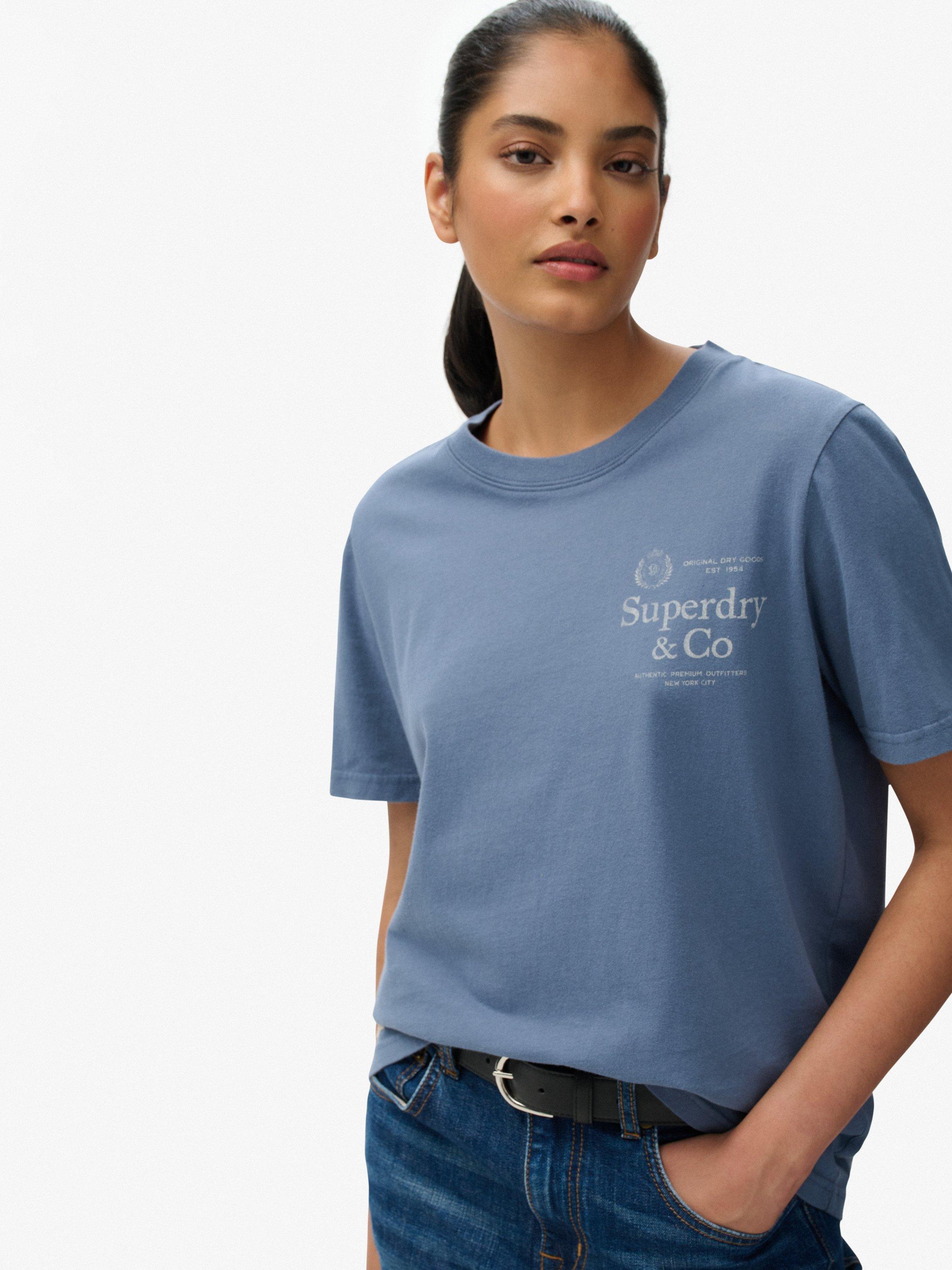 Product image 4 of 5, which shows Superdry Luxe Casual Relaxed T-Shirt, Vintage Indigo, 8