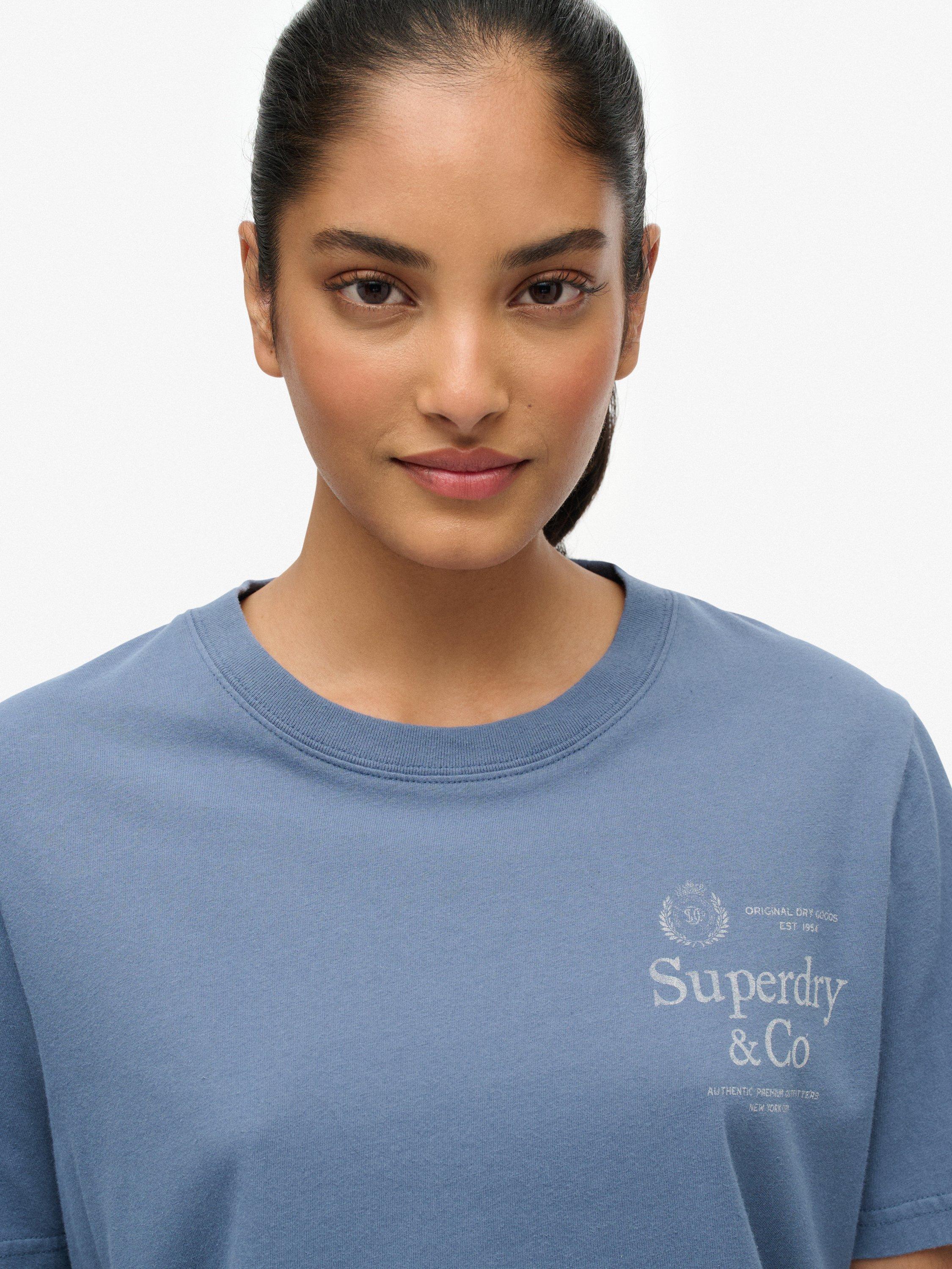 Product image 5 of 5, which shows Superdry Luxe Casual Relaxed T-Shirt, Vintage Indigo, 8
