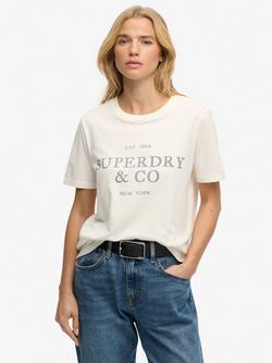 Superdry Luxe Casual Relaxed T-Shirt, Cream