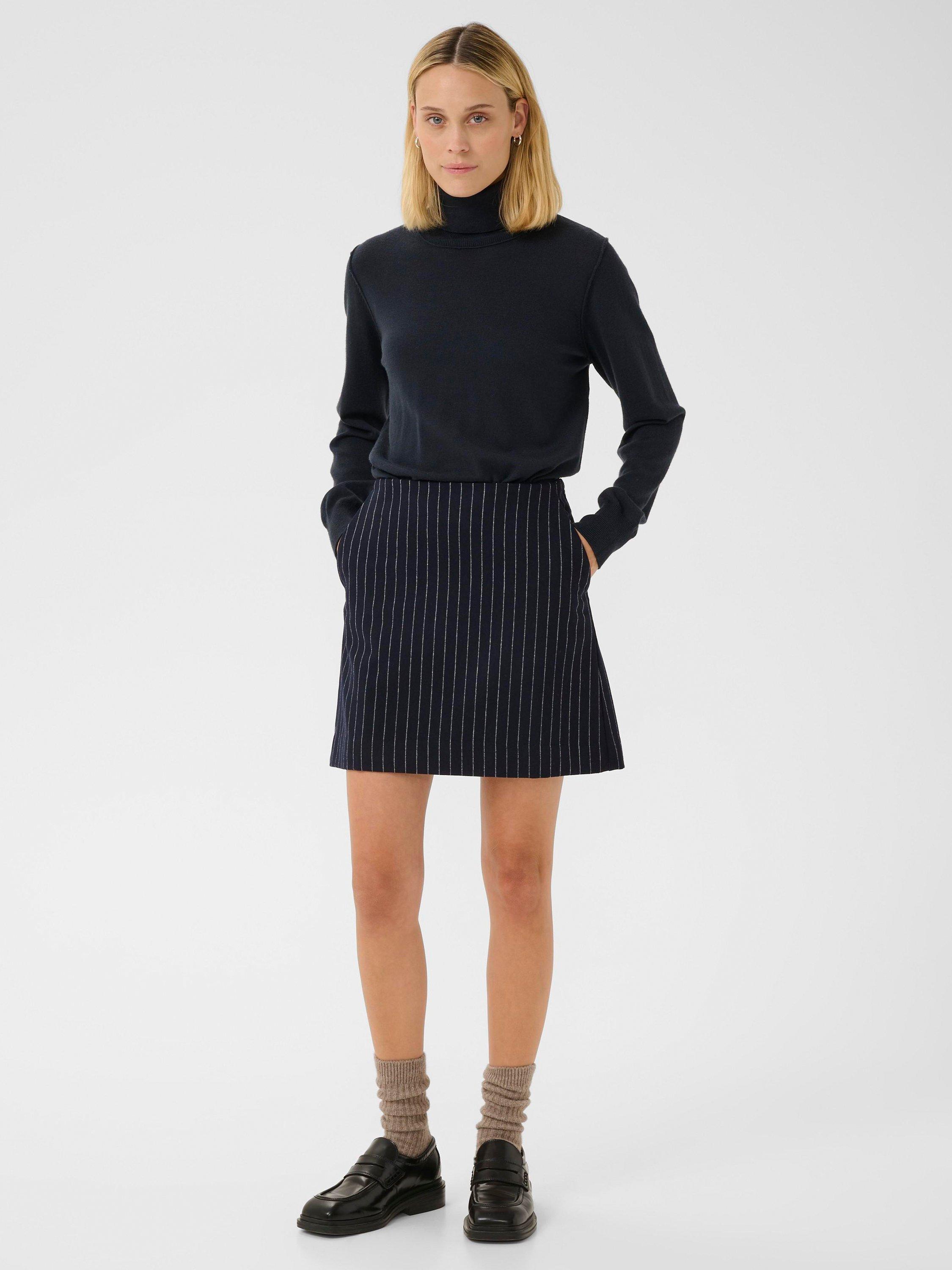 Product image 3 of 4, which shows Part Two Sissa Pinstripe Wool Blend Mini Skirt, Navy, 8