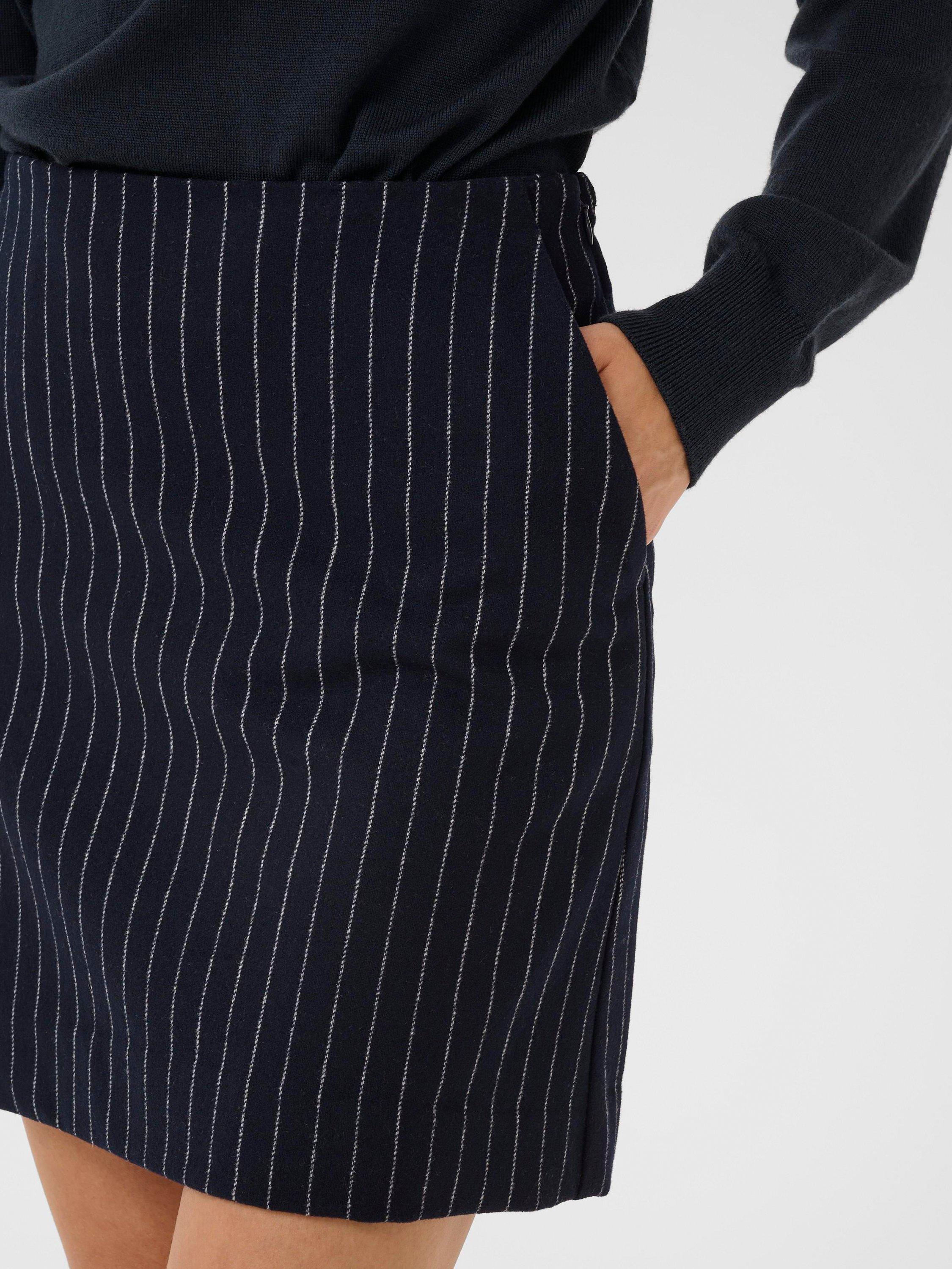 Product image 4 of 4, which shows Part Two Sissa Pinstripe Wool Blend Mini Skirt, Navy, 8