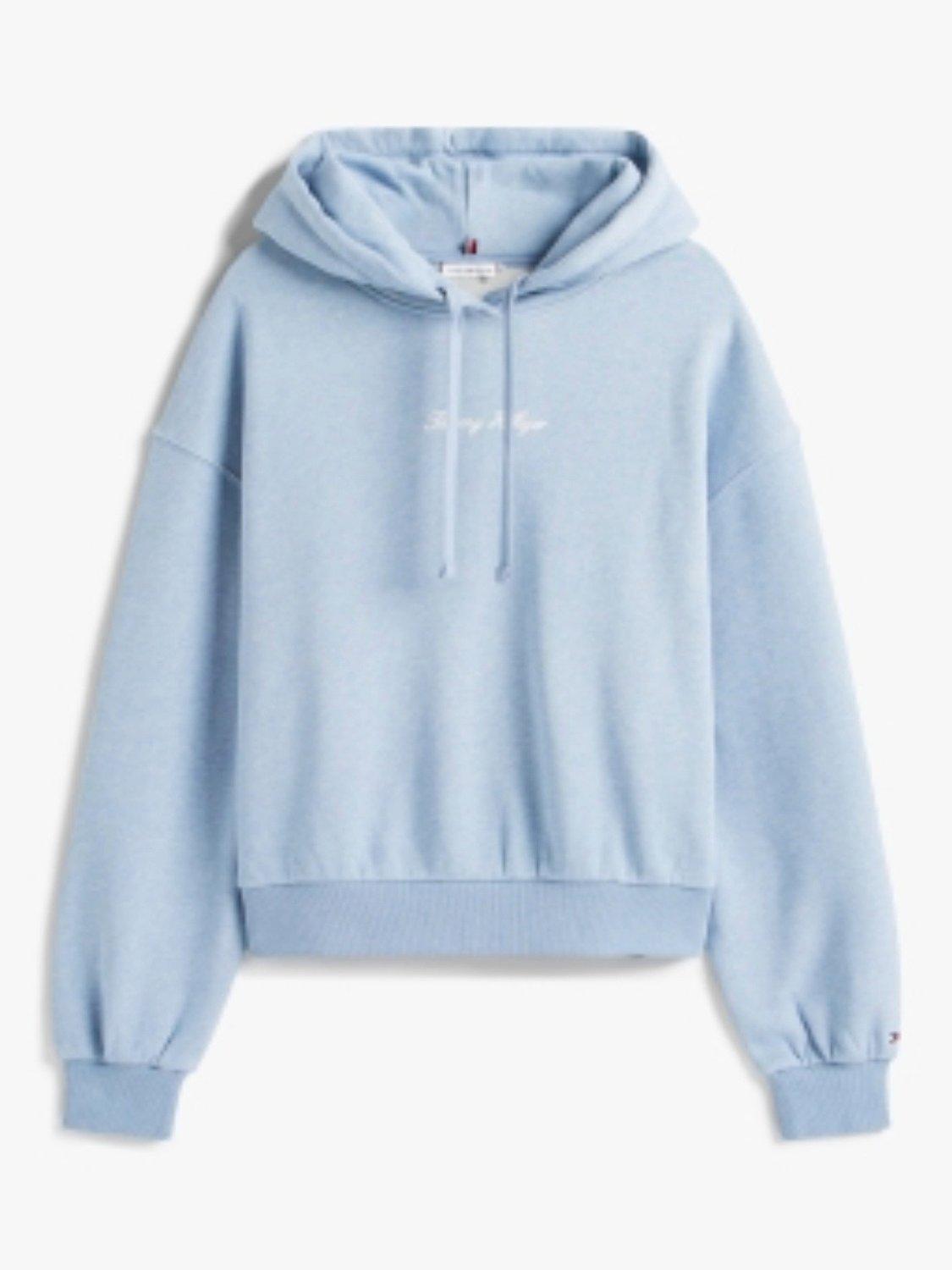Product image 5 of 5, which shows Tommy Hilfiger Classic Script Logo Hoodie, Brisk Blue Heather, L