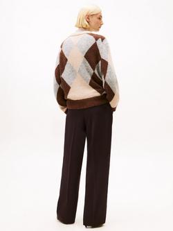 Tommy Hilfiger Argyle Alpaca Wool Blend Jumper - view 2, Brown