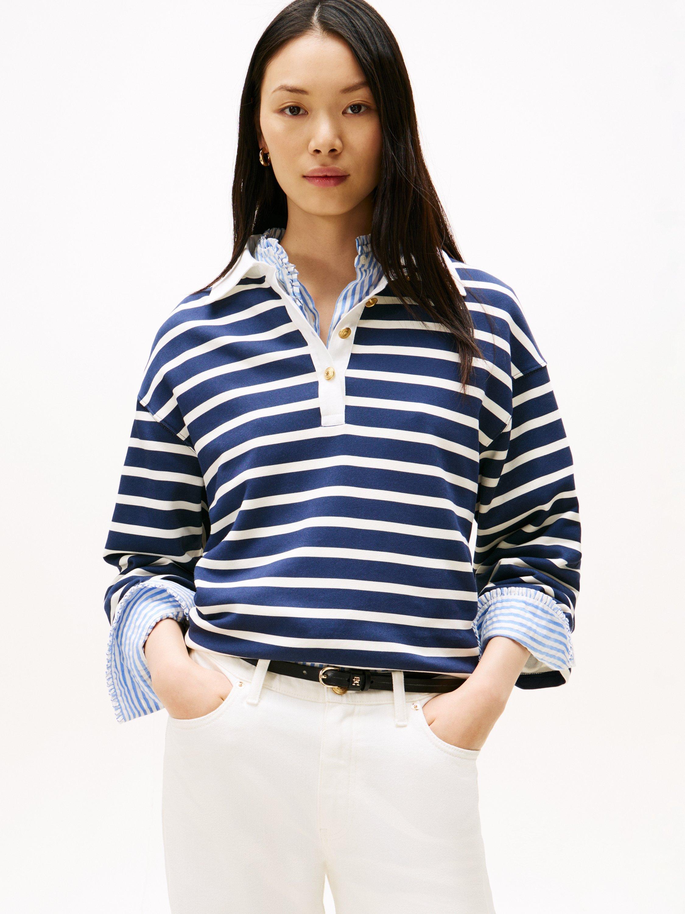 Product image 1 of 5, which shows Tommy Hilfiger Stripe Rugby Shirt, Blue/Multi, XS