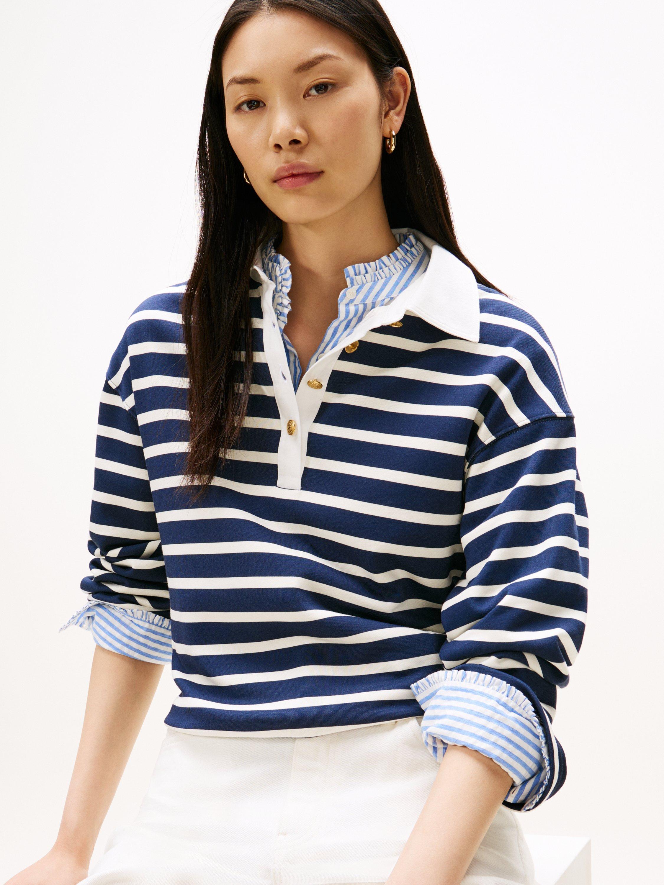 Product image 3 of 5, which shows Tommy Hilfiger Stripe Rugby Shirt, Blue/Multi, XS