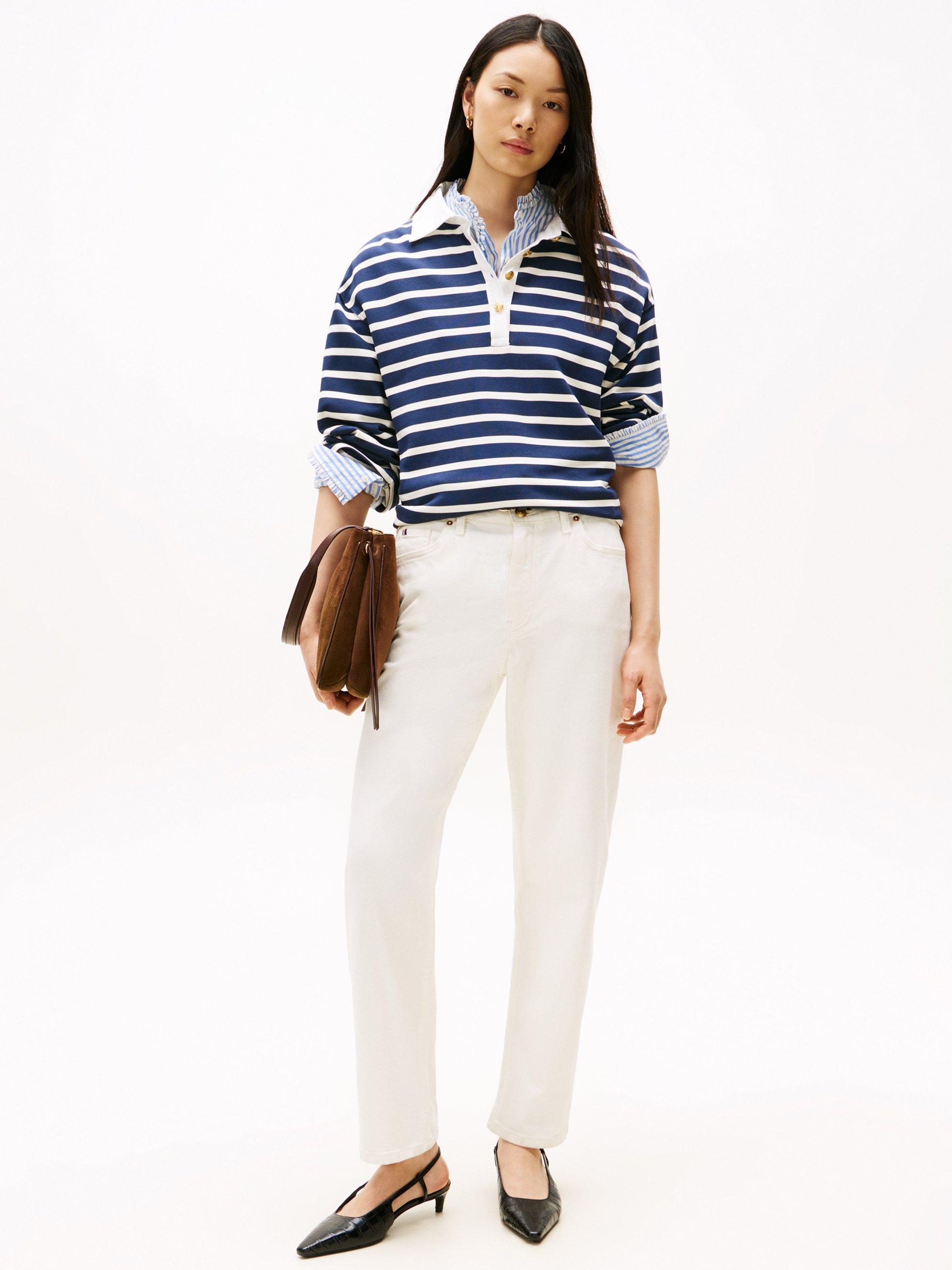 Product image 4 of 5, which shows Tommy Hilfiger Stripe Rugby Shirt, Blue/Multi, XS