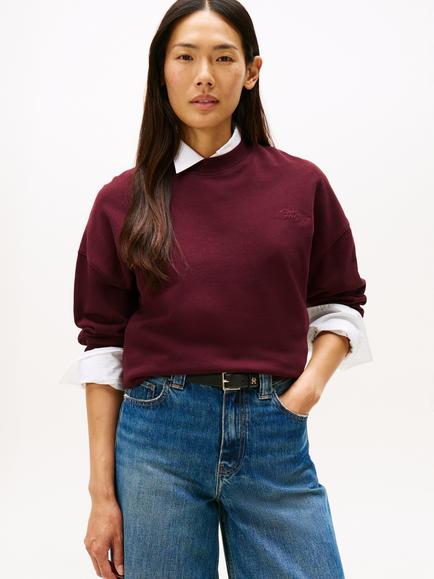 Tommy Hilfiger Crew Neck Pure Cotton Jumper, Burgundy