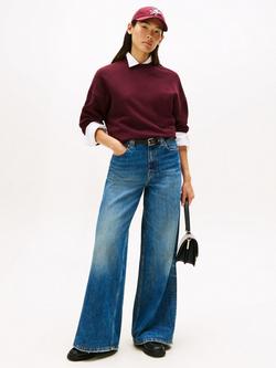 Tommy Hilfiger Crew Neck Pure Cotton Jumper - view 2, Burgundy