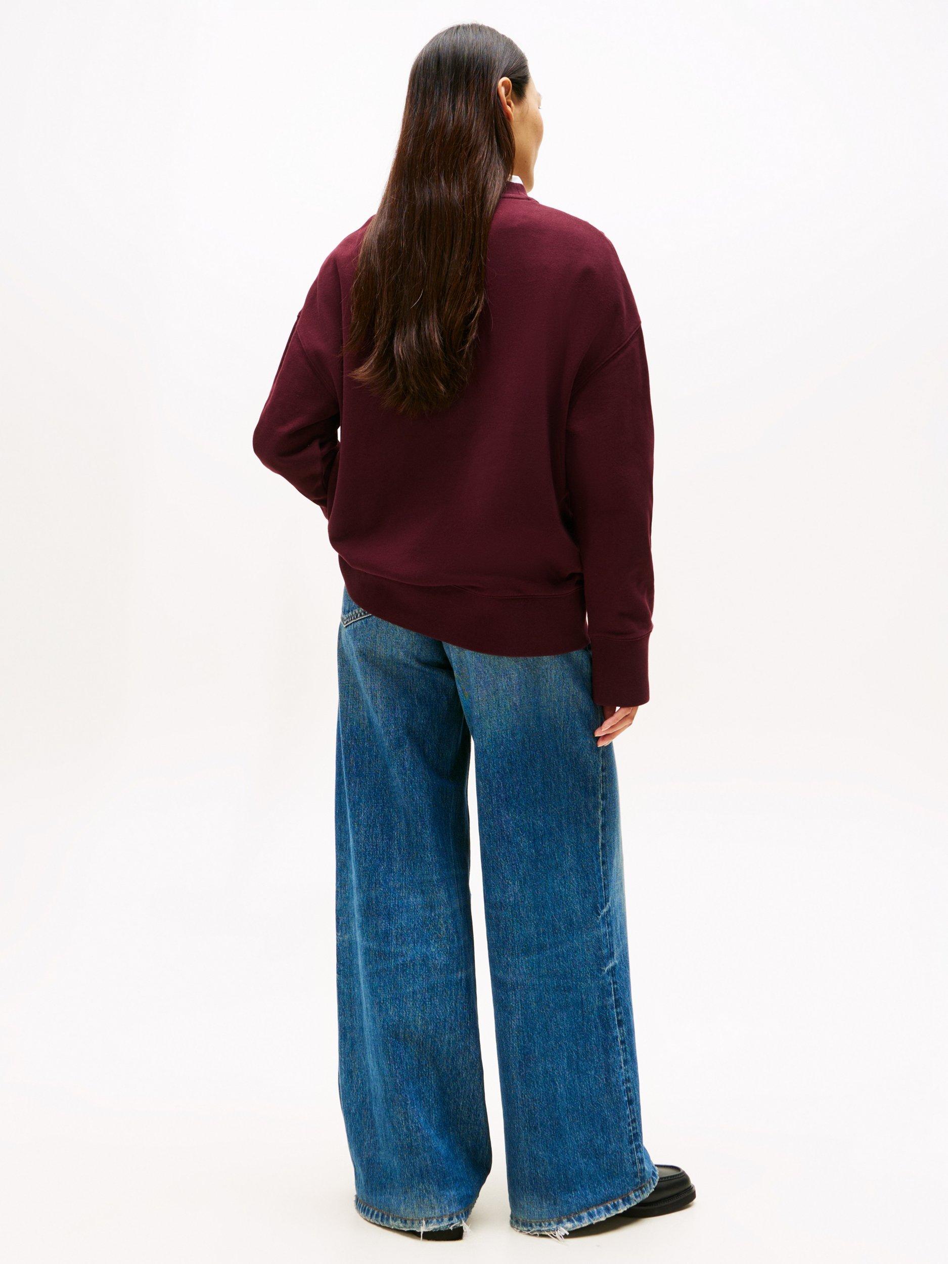 Product image 3 of 5, which shows Tommy Hilfiger Crew Neck Pure Cotton Jumper, Burgundy, XS